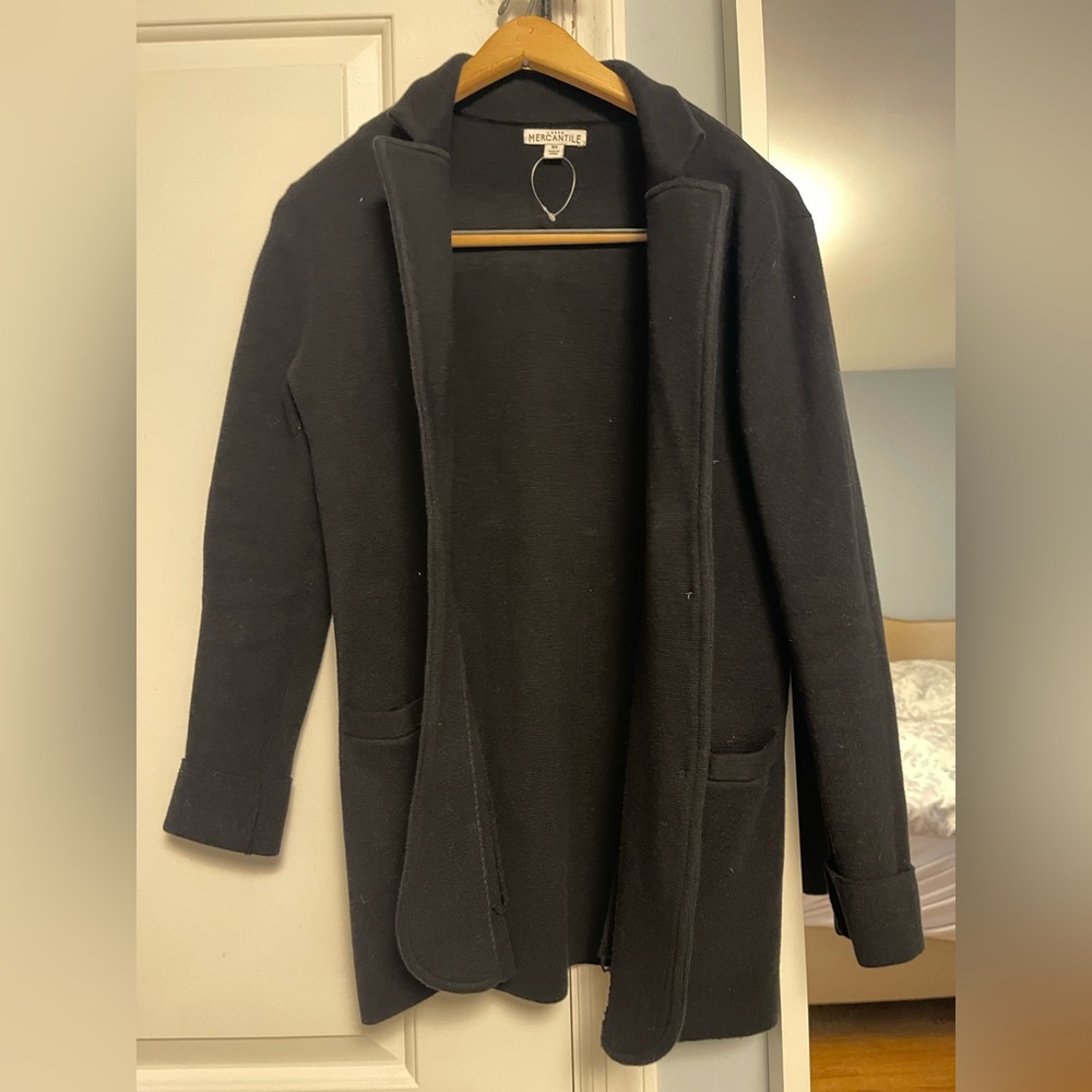 Jcrew Black Open Front Knit Coatigan